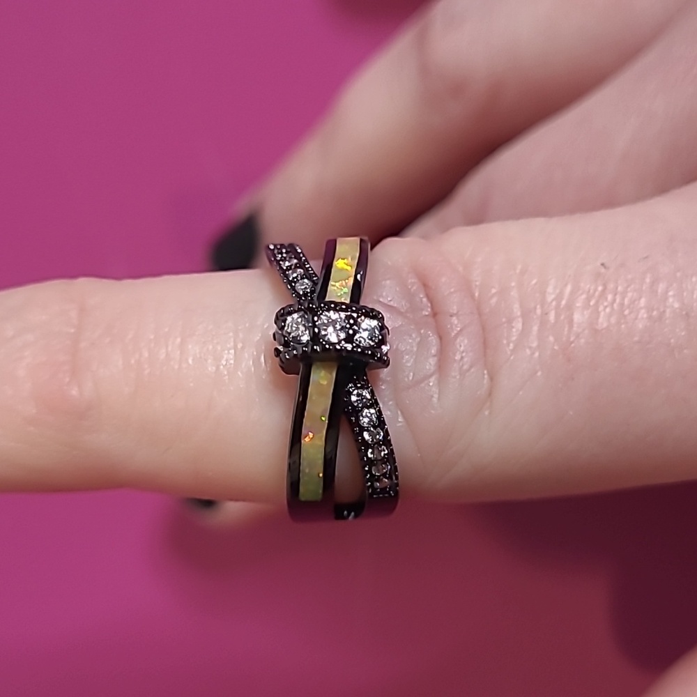 faux yellow opal ring